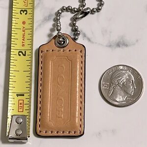 COACH leather hangtag silver tone chain & hardware.
